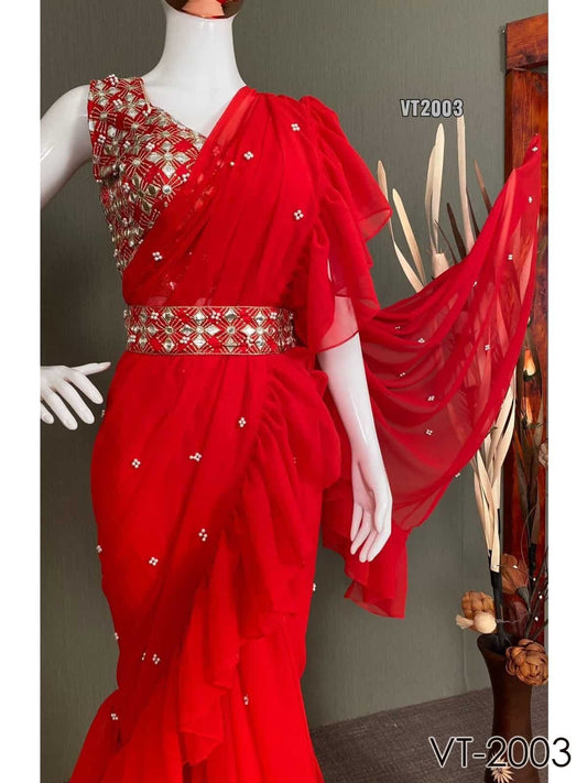 Marriage Function Special Red saree VT2003-2