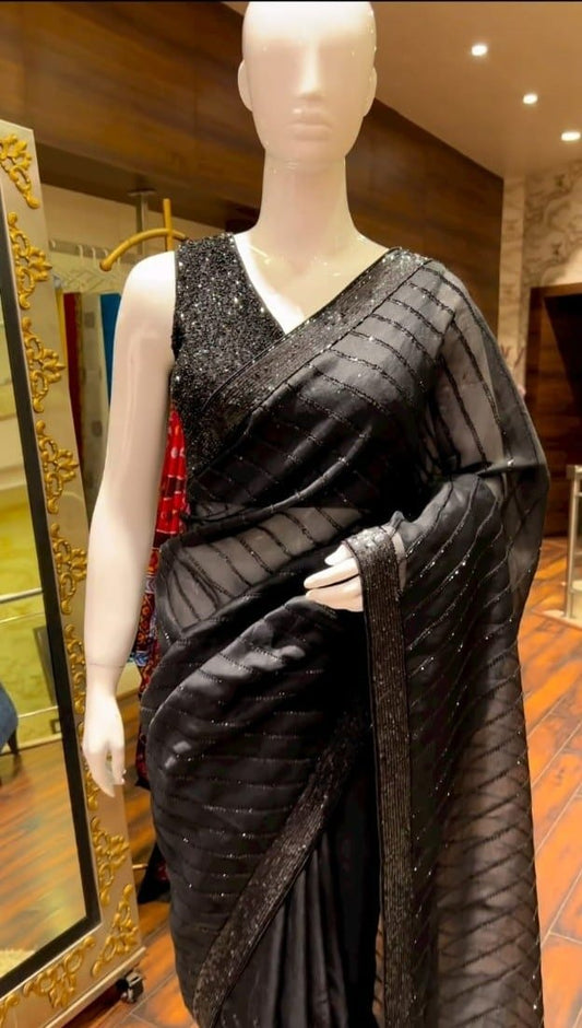 Heavy Organza Silk Sequence Work Saree with Heavy Sequence Blouse vt000773